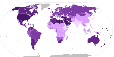 World map of countries by obesity rate (2016)