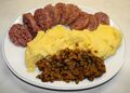 Polenta with cotechino and lentils