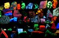 Minerals fluorescing under UV light.