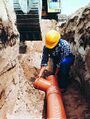 Laying PVC sewer pipes