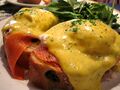 Smoked salmon eggs Benedict