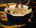 Stargazy pie before baking, with fish arranged in the pastry.