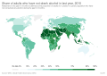 Share of adults who have not drank alcohol in the last year