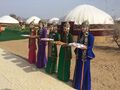 Turkmen girls greeting guests