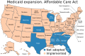 Medicaid Expansion Map of U.S. (Affordable Care Act)