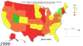 Percentage of US car crash fatalities with driver BAC .01 and above (1999-2012)