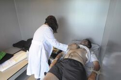 Doctor performing a medical test