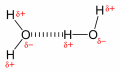 Hydrogen bonding in water, relevant to enzyme interactions.