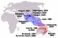 Distribution of flying foxes, potential carriers of Nipah virus