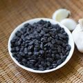 Close-up of preserved black beans (douchi)