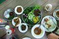 A traditional Burmese lunch spread