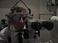 Patient and tonometer