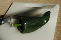 Pasilla pepper with knife