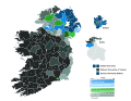1918 United Kingdom general election (Ireland) map - winning party vote share by constituency
