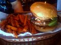 Black Buffalo Burger and fries at Black Sheep Lodge, Austin, Texas