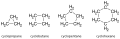 First four cycloalkanes