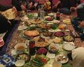 Traditional Turkmen meal on a sachak