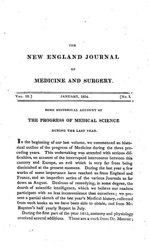 NEJM(January 1, 1814 - front page)