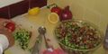 A traditional Israeli salad with diced vegetables.