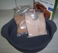 Cake mix in plastic packet