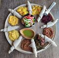 Injera with eight kinds of stew