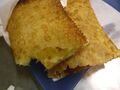 A Brazilian pastel, a popular street food in Brazil.